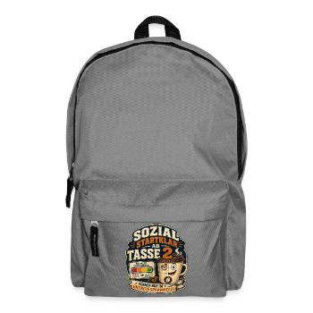Sozial Startklar Ab Tasse 2 Kaffee Motiv - Rucksack - Mittelgrau - Vorne