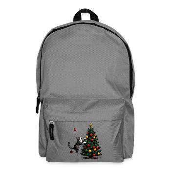 Cat lover at the Christmas tree - Backpack - elephant grey - Front