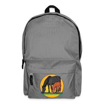 Mare with foal – graphics with horses - Backpack - elephant grey - Front