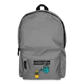 Wachstum braucht Zeit – Comic-Blume mit Gießkanne - Rucksack - Mittelgrau - Vorne