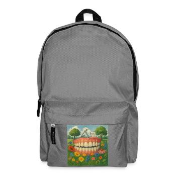 Surreal row of teeth in the flower garden - Backpack - elephant grey - Front