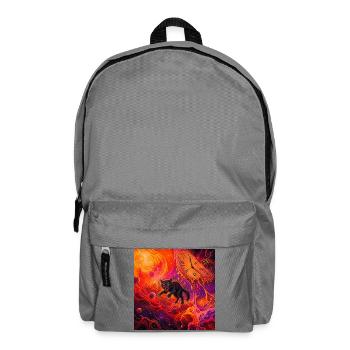Cosmic Black Cat and Melted Clock - Backpack - elephant grey - Front
