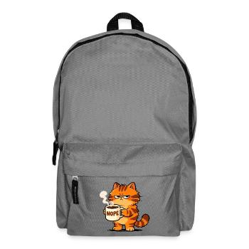 Mürrische Katze Kaffee Nope Spruch - Rucksack - Mittelgrau - Vorne
