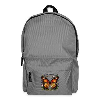 Spread Your Wings: Floral Butterfly - Backpack - elephant grey - Front