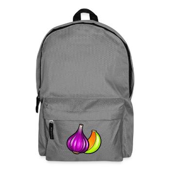 Pop-Art-Illustration: Lila Knoblauchkopf und Zehe - Rucksack - Mittelgrau - Vorne