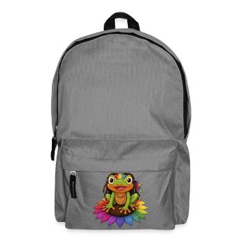 Rasta Frosch auf Sonnenblumeblüte Peace Zeichen - Rucksack - Mittelgrau - Vorne