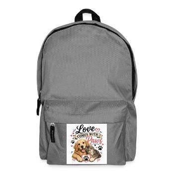 Liebe kommt mit Pfoten - Rucksack - Mittelgrau - Vorne