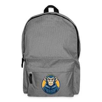 Symbole de Logos de dessins animés de mascotte Monkey Kawaii - Sac à dos - gris éléphant - Devant