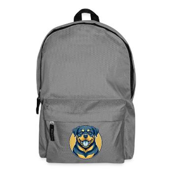Logo clipart de dessin animé de la mascotte Rottweiler Dog Kawaii - Sac à dos - gris éléphant - Devant