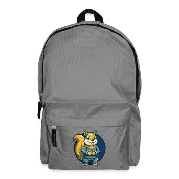 Squirrel Kawaii Mascot Cartoon Clipart Logo Badge - Backpack - elephant grey - Front