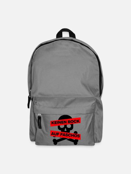 KEINEN BOCK AUF FASCHOS, NO NZS, NO AFD, SCHWARZ - Rucksack - Mittelgrau
