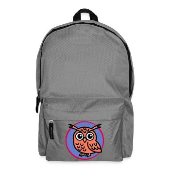 Hibou de dessin animé - Sac à dos - gris éléphant - Devant