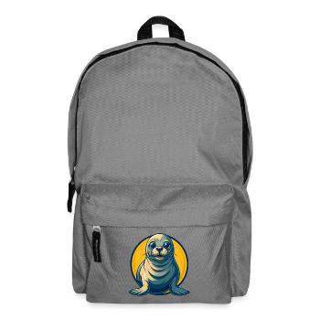 Seal Kawaii Maskottchen-Cartoon-Charakter-Clipart-Logo - Rucksack - Mittelgrau - Vorne