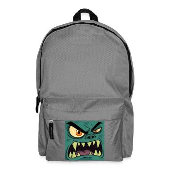 Wütendes Monster Gesicht – Cartoon Vektor Grafik - Rucksack - Mittelgrau - Vorne