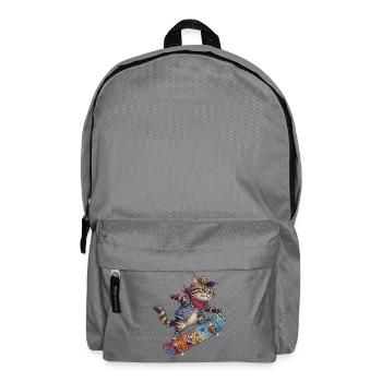 Coole Skater Katze Skateboard Design - Rucksack - Mittelgrau - Vorne