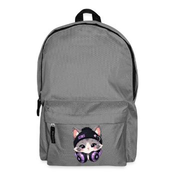 Lila DJ-Katze mit Kopfhörern - Rucksack - Mittelgrau - Vorne
