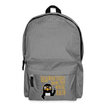 Social Media Seriously Harms Mental Health Pinguin - Rucksack - Mittelgrau - Vorne