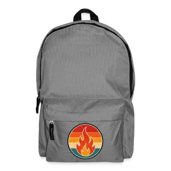 Flame Retro Badge Vintage-Stil Grafik - Rucksack - Mittelgrau - Vorne