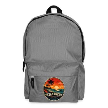Ocean Breeze Retro Badge Vintage Coastal Graphic - Backpack - elephant grey - Front
