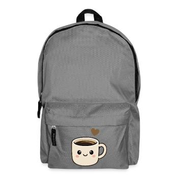 Süße Kawaii-Kaffeetasse mit Herzaufkleber - Rucksack - Mittelgrau - Vorne
