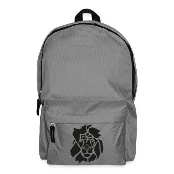 Schwarzer Grafischer Löwe – Geometrisches Porträt - Rucksack - Mittelgrau - Vorne