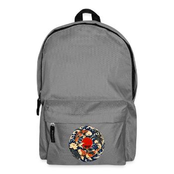Koi in the moon circle with torii - Backpack - elephant grey - Front