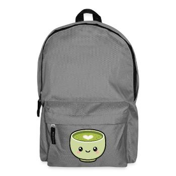 Kawaii Matcha Tea Cup With Heart - Backpack - elephant grey - Front