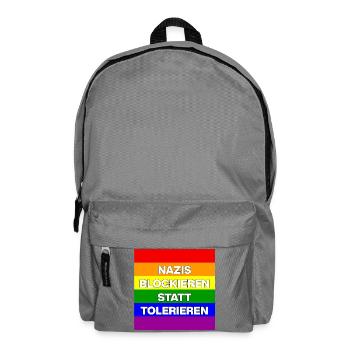 NAZIS BLOCKIEREN STATT TOLERIEREN, NO NZS, NO AFD - Rucksack - Mittelgrau - Vorne