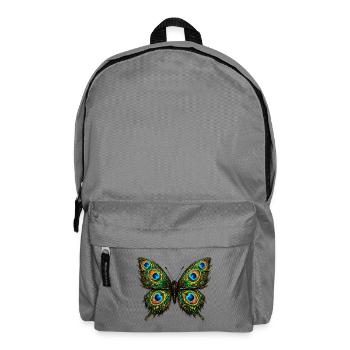 Butterfly with Peacock Feathers 1 - Backpack - elephant grey - Front