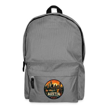 Austin Live Music Capital Retro Guitar Emblem - Backpack - elephant grey - Front