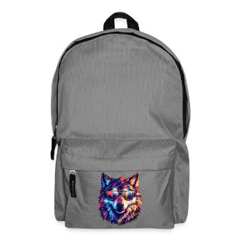 Colored wolf with sunglasses - Backpack - elephant grey - Front