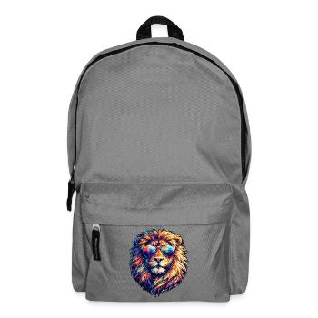 Neon lion with sunglasses - Backpack - elephant grey - Front