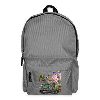 Rhino on treadmill in front of unicorn picture - Backpack - elephant grey - Front