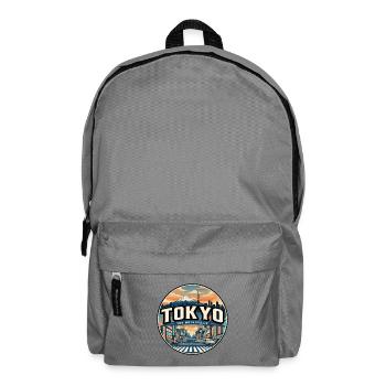 Retro Tokyo Mount Fuji Travel Badge - Backpack - elephant grey - Front