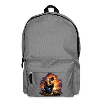 Kneeling cowboy in the sunset - Backpack - elephant grey - Front