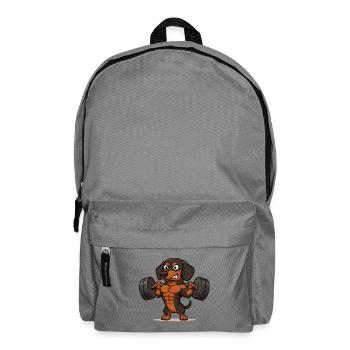 Fitness dachshund – powerhouse in the gym - Backpack - elephant grey - Front