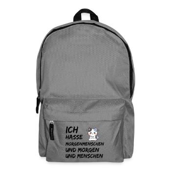ICH HASSE MORGENMENSCHEN UND MORGEN UND MENSCHEN - Rucksack - Mittelgrau - Vorne