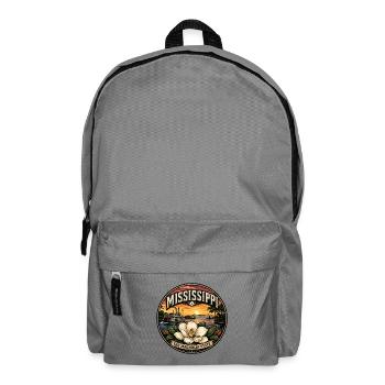 Mississippi Magnolia State Retro Dampfschiff-Abzeichen - Rucksack - Mittelgrau - Vorne