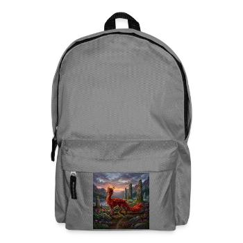 Roter Drache auf Mystischen Feldern - Rucksack - Mittelgrau - Vorne