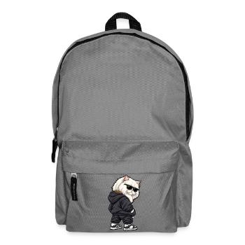 Gangster Perser Katze im Streetwear Look - Rucksack - Mittelgrau - Vorne