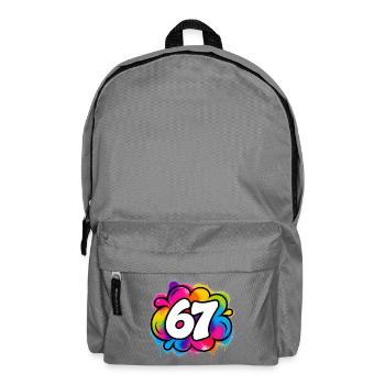 Six Seven - 67 - Typo - Meme - Basketball - 6-7 - Rucksack - Mittelgrau - Vorne
