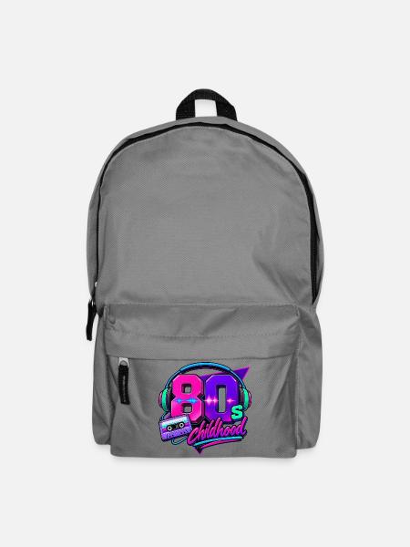 80s Kindheit Neon-Design mit Kopfhörern - Rucksack - Mittelgrau