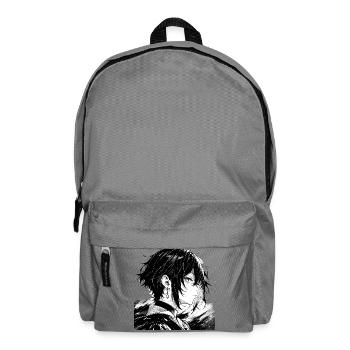 Monochromer Manga-Charakter Profil - Rucksack - Mittelgrau - Vorne