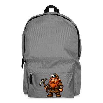 Pixel Zwerg mit Spitzhacke - Rucksack - Mittelgrau - Vorne