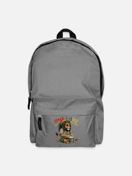 Reggae Löwe One Love Rhythm Trommel - Rucksack - Mittelgrau