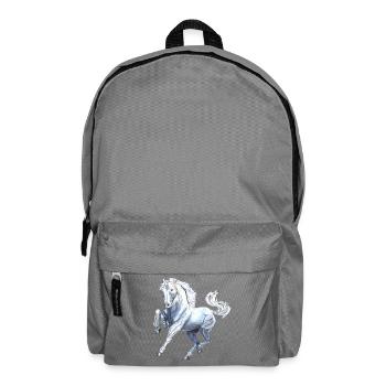 Handgemaltes Wildpferd – Edler Schimmel Design - Rucksack - Mittelgrau - Vorne