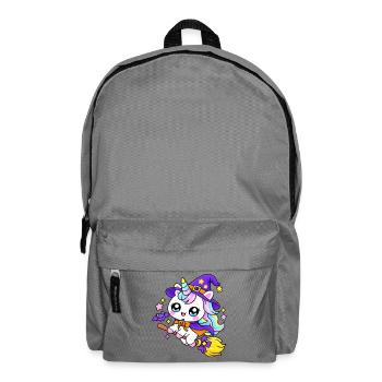 Einhornhexe Kawaii auf einem Besen - Rucksack - Mittelgrau - Vorne
