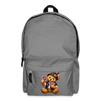 Teddybär Kartenspieler - Geschenk für Spielfreunde - Rucksack - Mittelgrau - Vorne