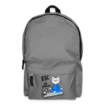ESC + MEINE PROBLEME – Lustige Geek-Katze - Rucksack - Mittelgrau - Vorne