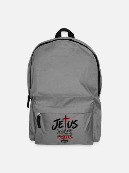 Jesus Changes Lives – Christian Faith Statement - Rucksack - Mittelgrau